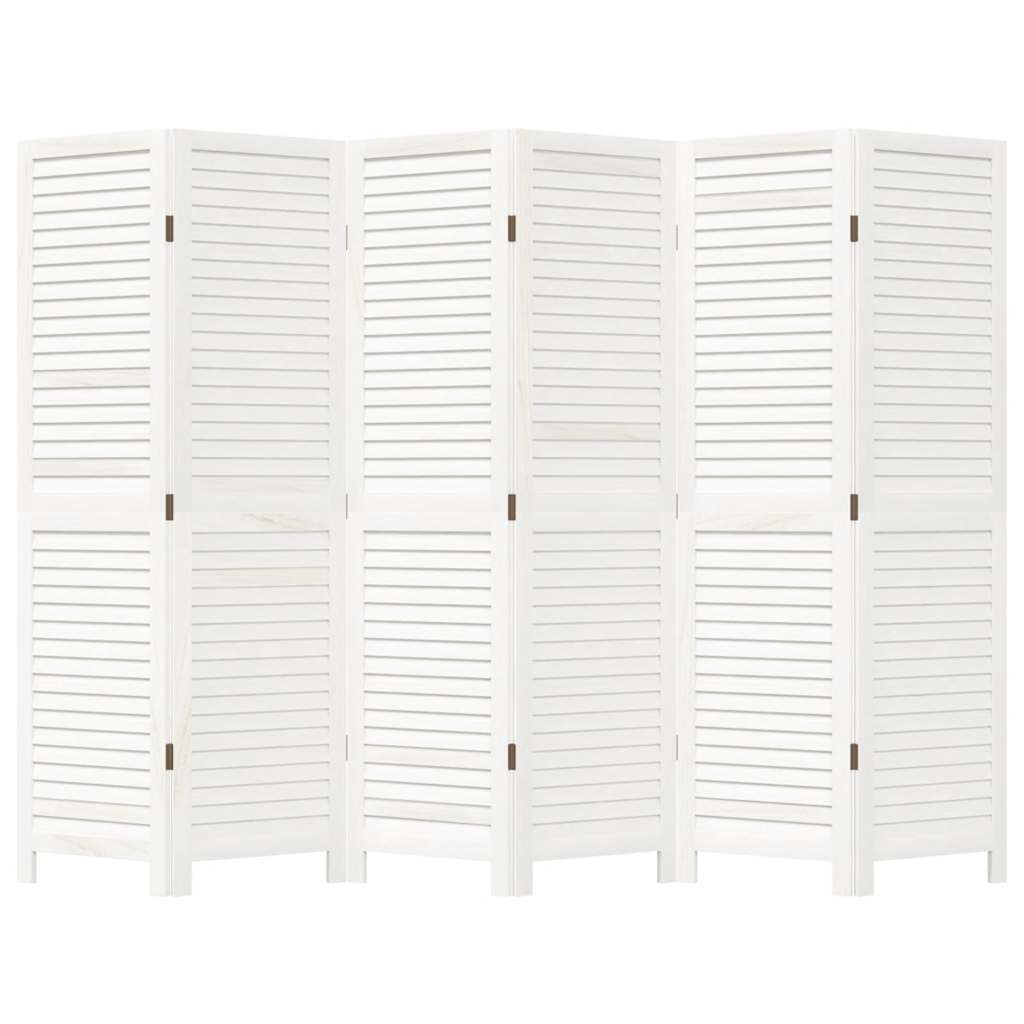 Kamerscherm met 6 panelen massief paulowniahout wit is nu te koop bij PeponiXL, paradijselijk wonen!