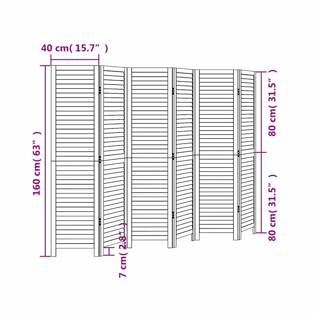 Kamerscherm met 6 panelen massief paulowniahout wit is nu te koop bij PeponiXL, paradijselijk wonen!