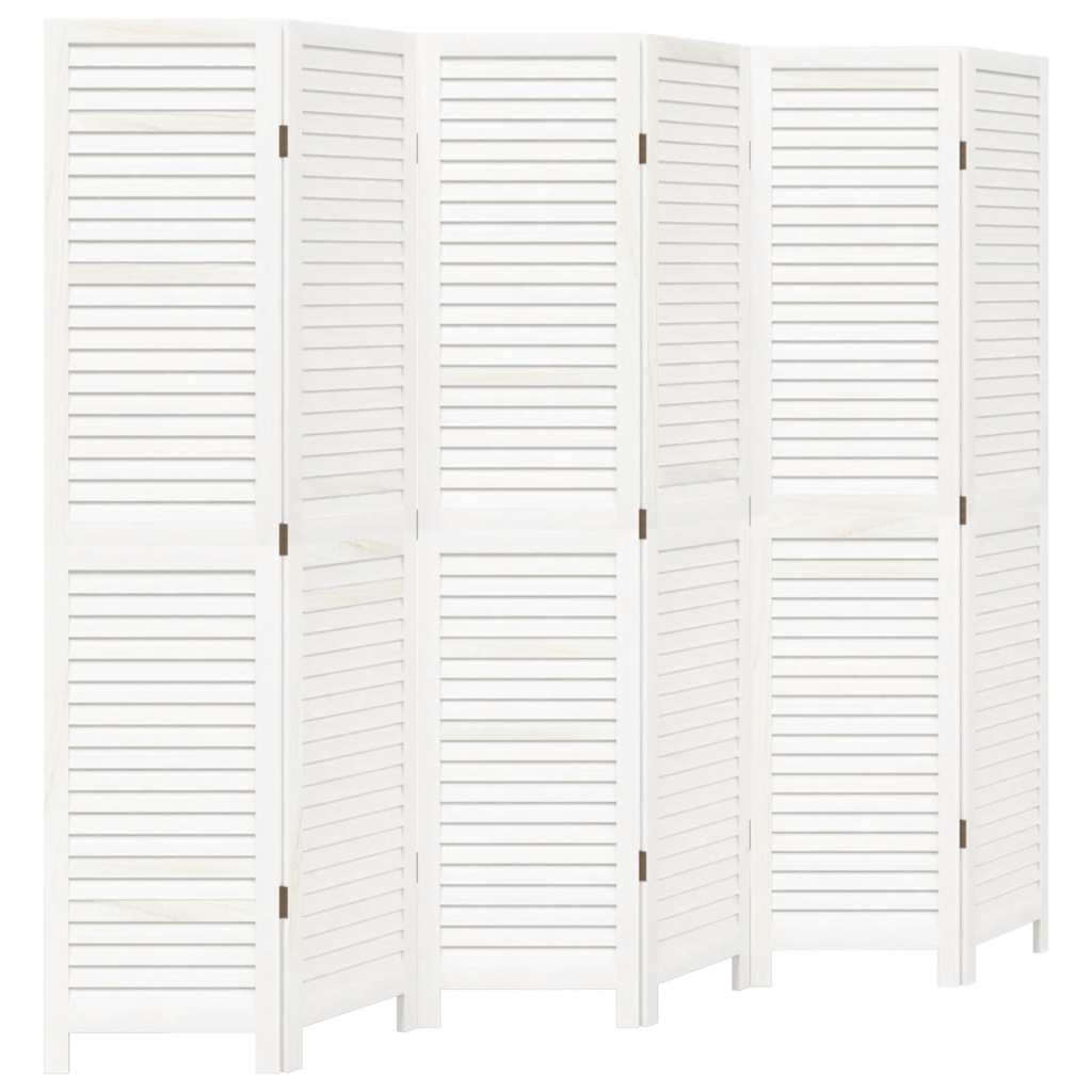 Kamerscherm met 6 panelen massief paulowniahout wit is nu te koop bij PeponiXL, paradijselijk wonen!