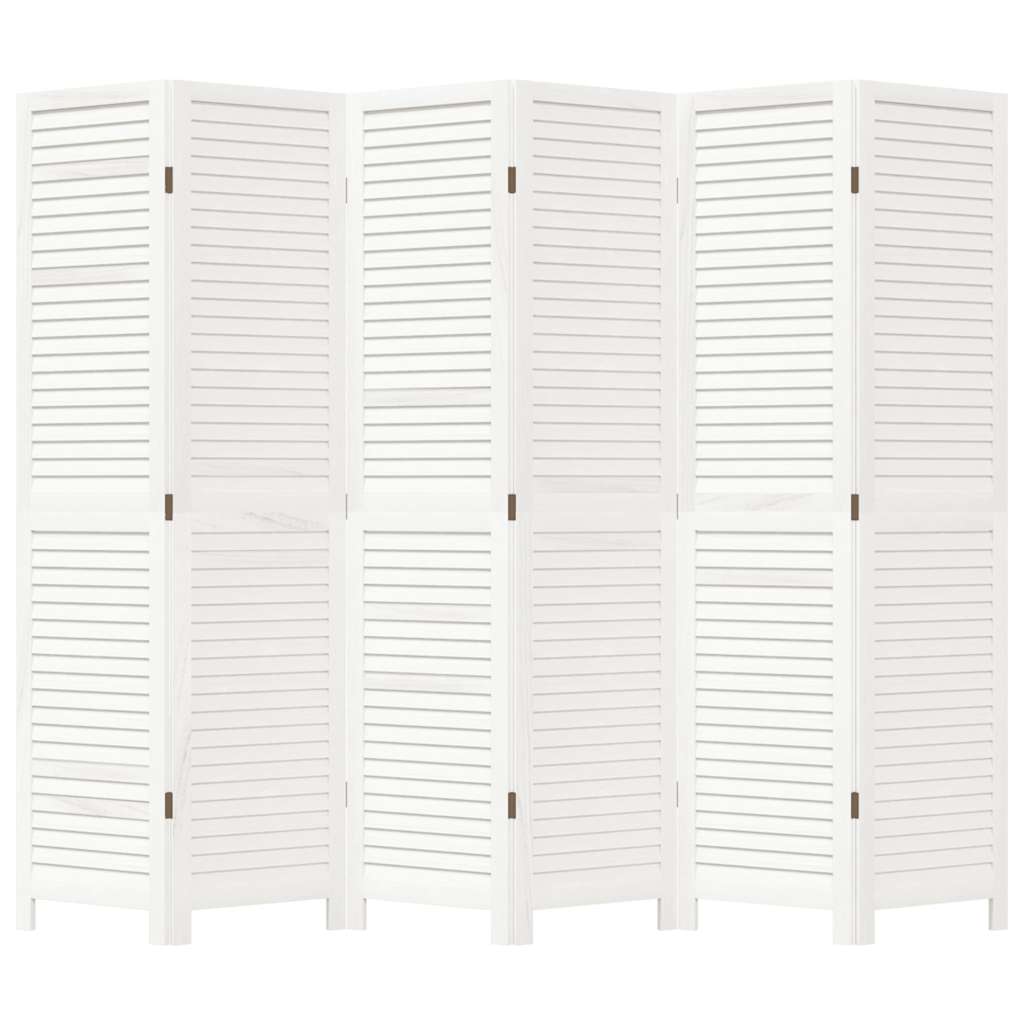 Kamerscherm met 6 panelen massief paulowniahout wit is nu te koop bij PeponiXL, paradijselijk wonen!