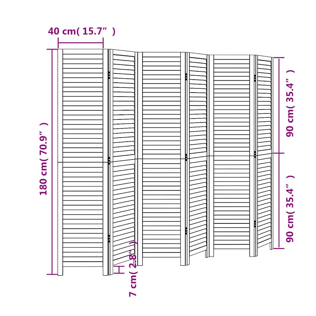 Kamerscherm met 6 panelen massief paulowniahout wit is nu te koop bij PeponiXL, paradijselijk wonen!