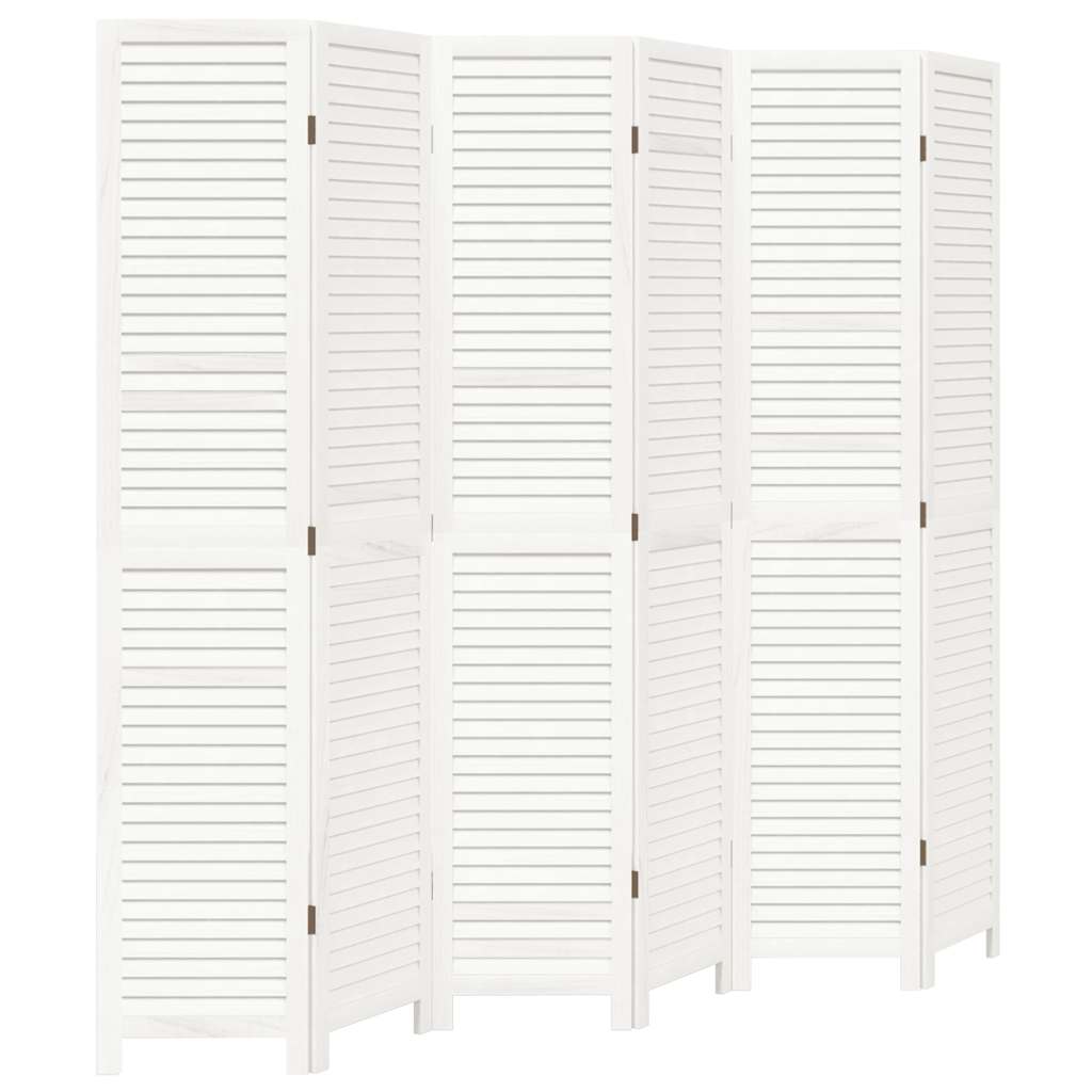 Kamerscherm met 6 panelen massief paulowniahout wit is nu te koop bij PeponiXL, paradijselijk wonen!