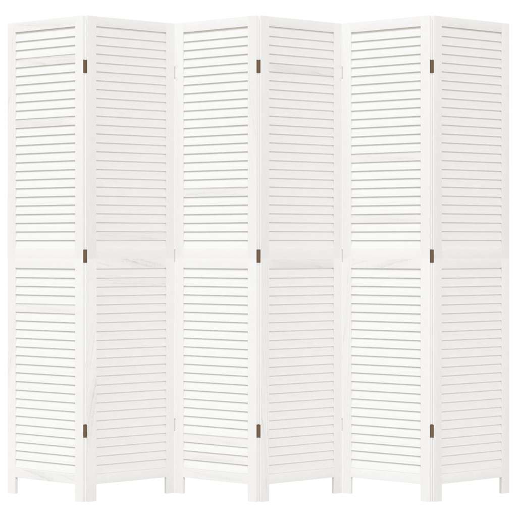 Kamerscherm met 6 panelen massief paulowniahout wit is nu te koop bij PeponiXL, paradijselijk wonen!