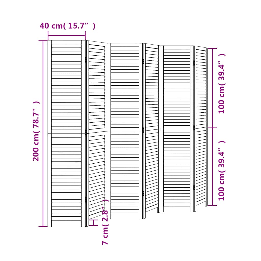 Kamerscherm met 6 panelen massief paulowniahout wit is nu te koop bij PeponiXL, paradijselijk wonen!