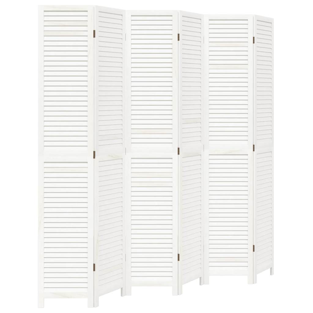 Kamerscherm met 6 panelen massief paulowniahout wit is nu te koop bij PeponiXL, paradijselijk wonen!