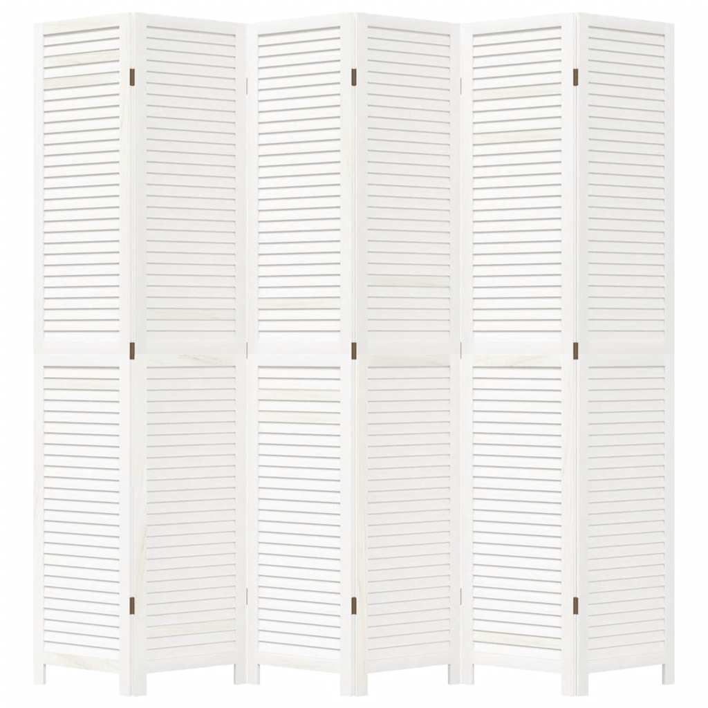 Kamerscherm met 6 panelen massief paulowniahout wit is nu te koop bij PeponiXL, paradijselijk wonen!