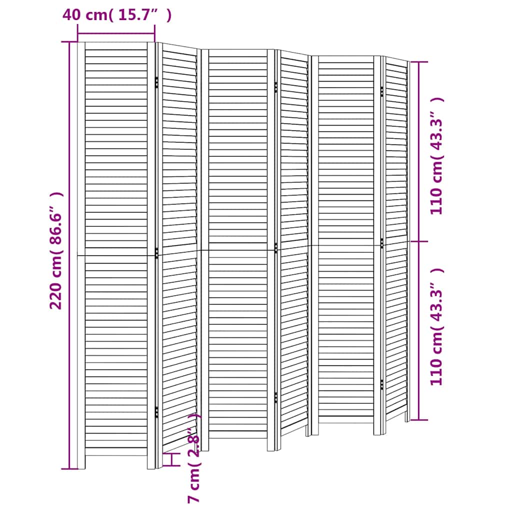 Kamerscherm met 6 panelen massief paulowniahout wit is nu te koop bij PeponiXL, paradijselijk wonen!