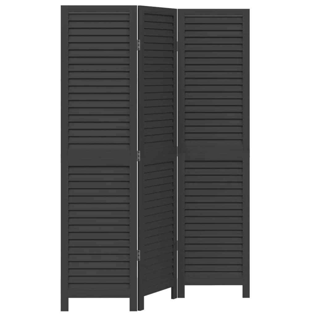 Kamerscherm met 3 panelen massief paulowniahout zwart is nu te koop bij PeponiXL, paradijselijk wonen!