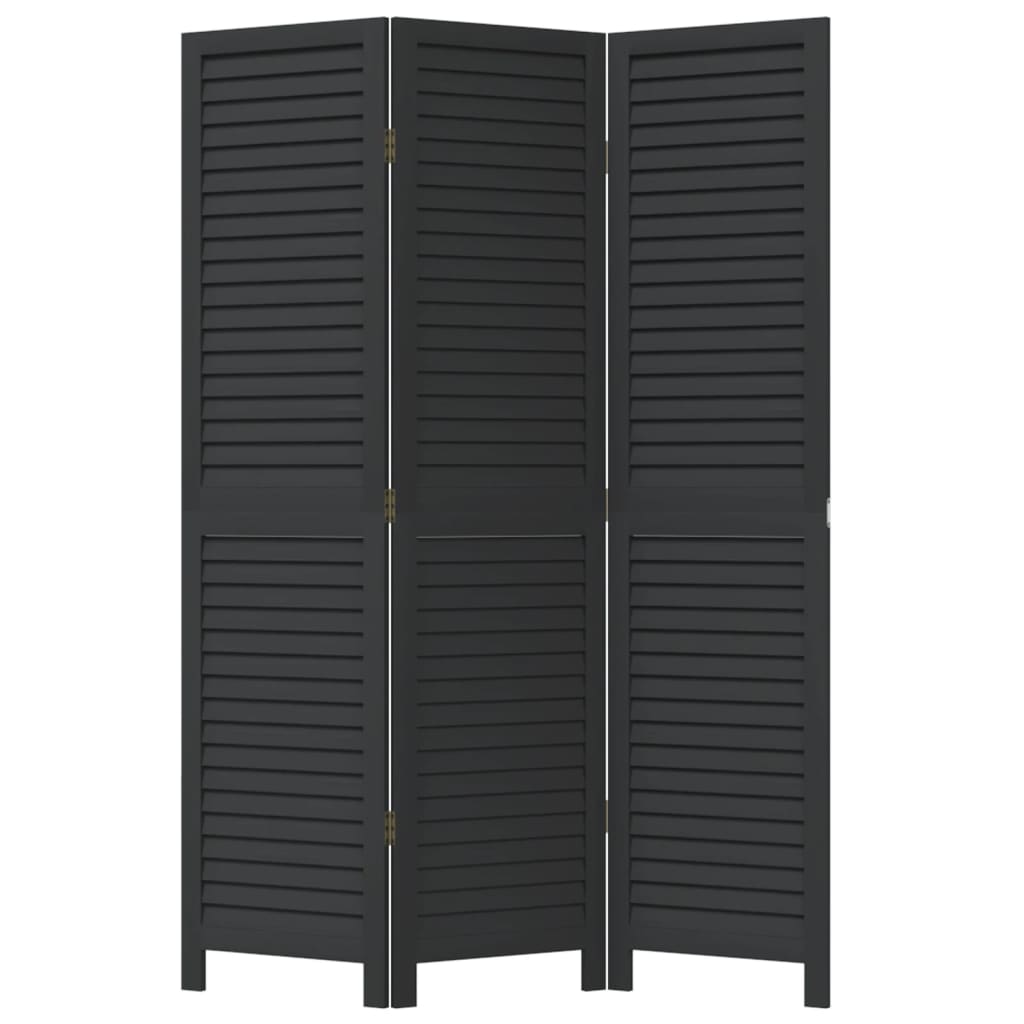 Kamerscherm met 3 panelen massief paulowniahout zwart is nu te koop bij PeponiXL, paradijselijk wonen!