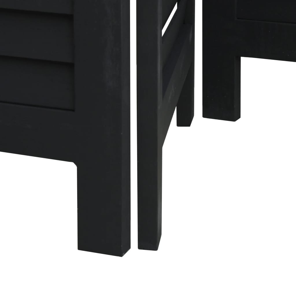 Kamerscherm met 3 panelen massief paulowniahout zwart is nu te koop bij PeponiXL, paradijselijk wonen!