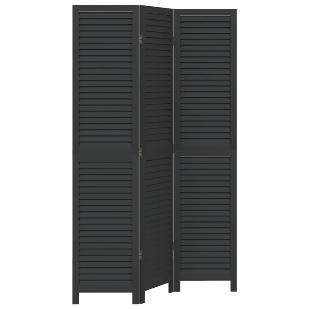 Kamerscherm met 3 panelen massief paulowniahout zwart is nu te koop bij PeponiXL, paradijselijk wonen!