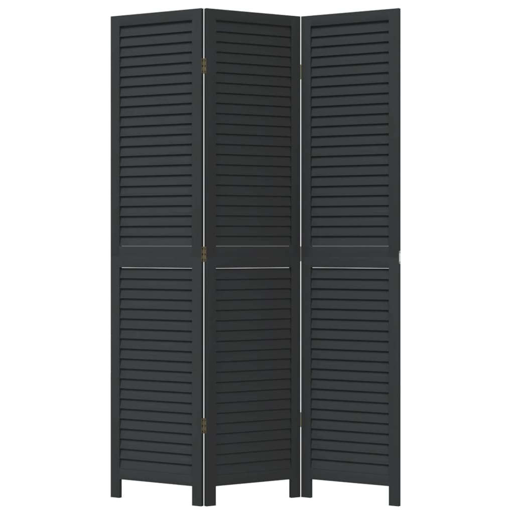 Kamerscherm met 3 panelen massief paulowniahout zwart is nu te koop bij PeponiXL, paradijselijk wonen!