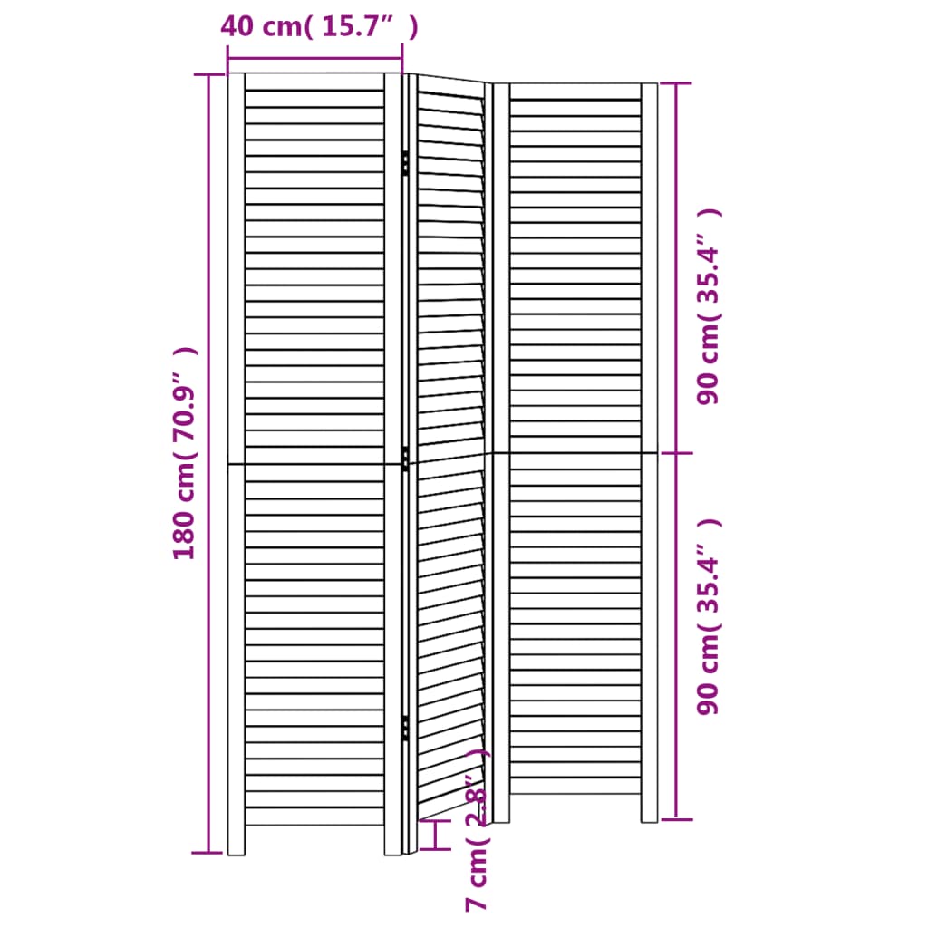 Kamerscherm met 3 panelen massief paulowniahout zwart is nu te koop bij PeponiXL, paradijselijk wonen!