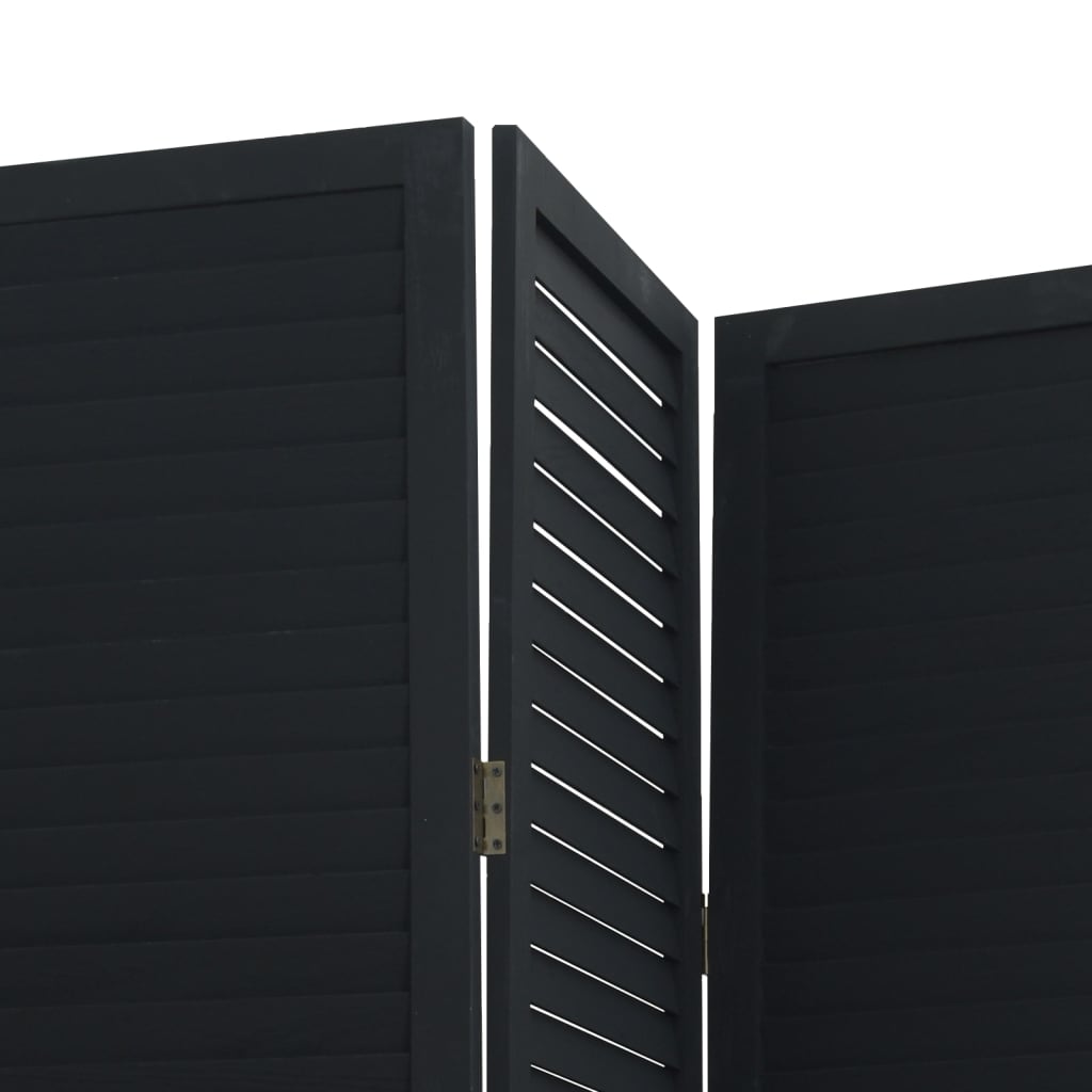 Kamerscherm met 4 panelen massief paulowniahout zwart is nu te koop bij PeponiXL, paradijselijk wonen!