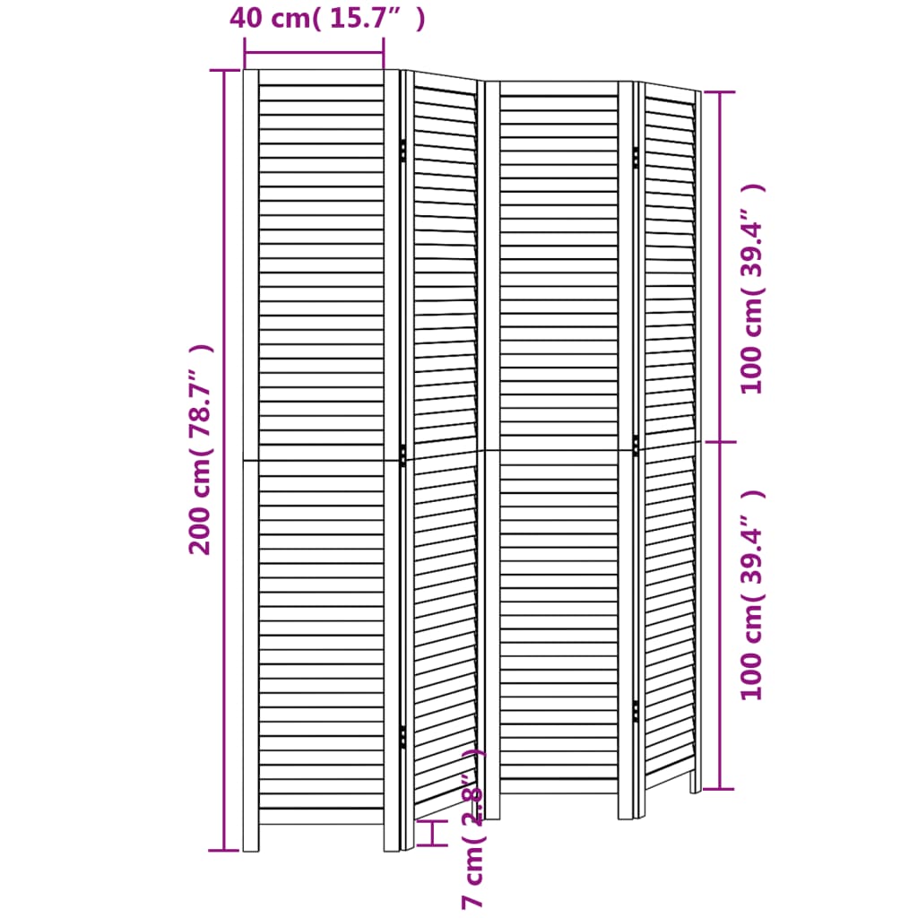 Kamerscherm met 4 panelen massief paulowniahout zwart is nu te koop bij PeponiXL, paradijselijk wonen!