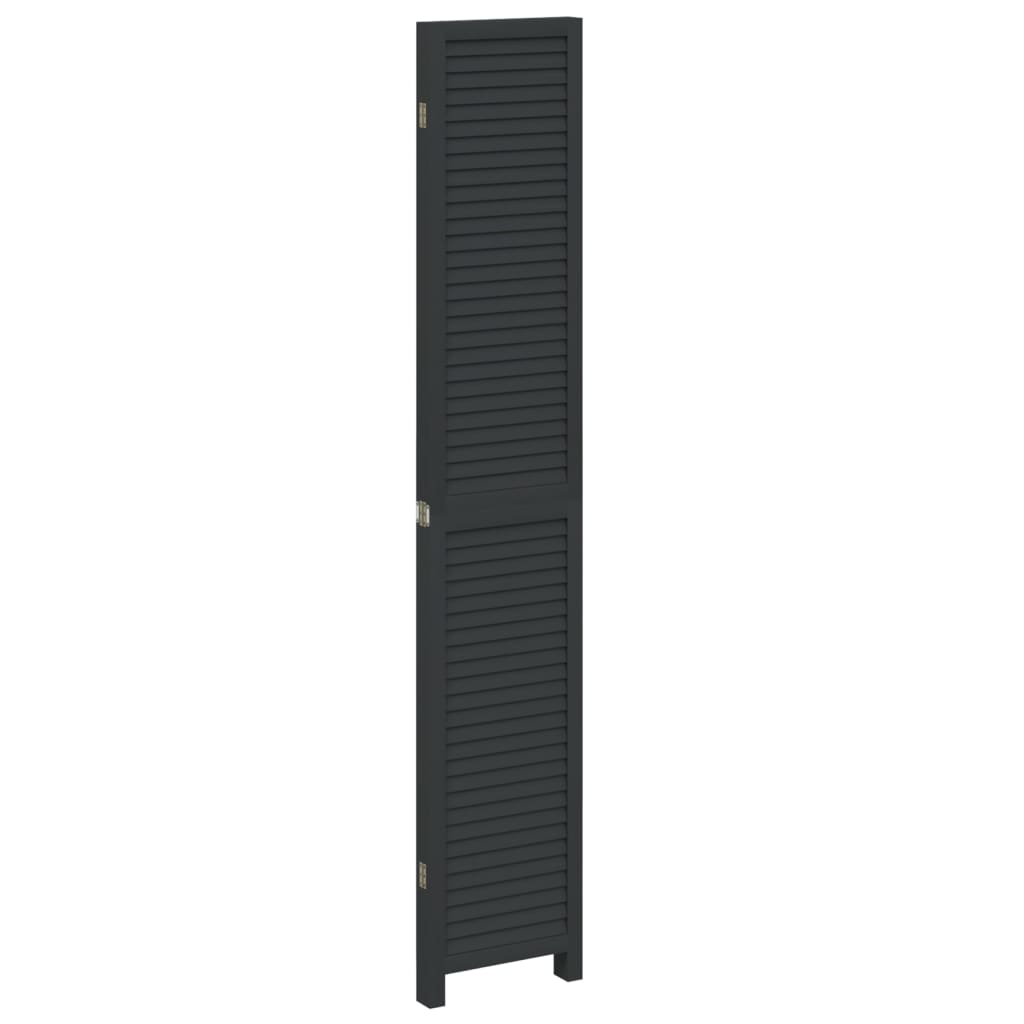 Kamerscherm met 4 panelen massief paulowniahout zwart is nu te koop bij PeponiXL, paradijselijk wonen!