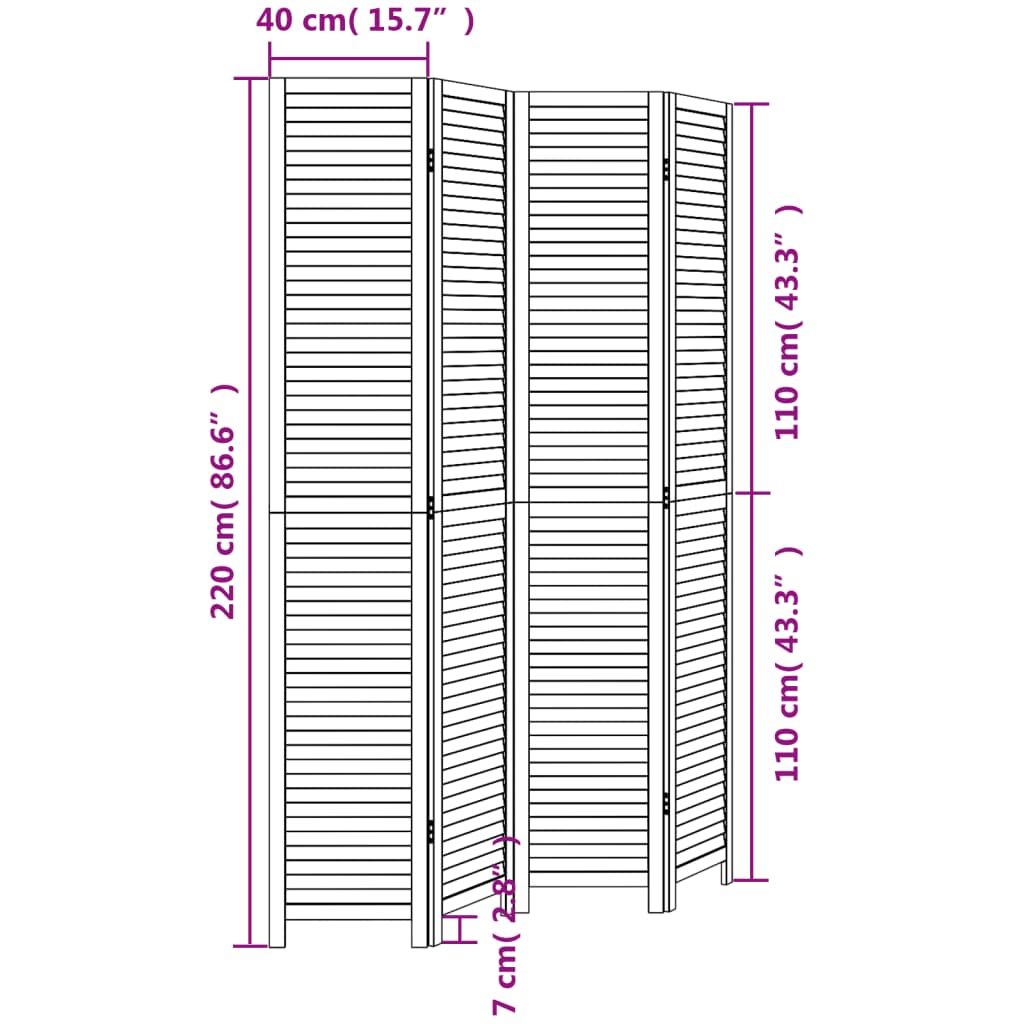Kamerscherm met 4 panelen massief paulowniahout zwart is nu te koop bij PeponiXL, paradijselijk wonen!