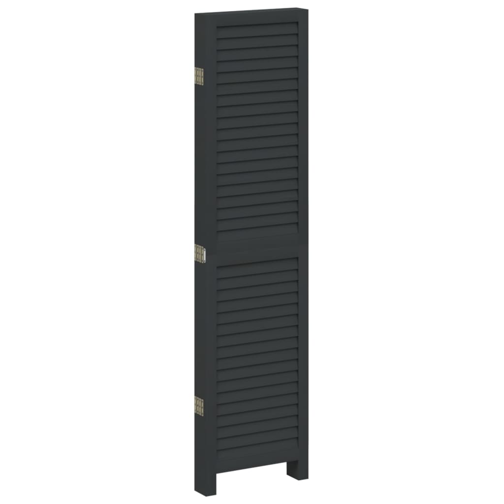 Kamerscherm met 5 panelen massief paulowniahout zwart is nu te koop bij PeponiXL, paradijselijk wonen!