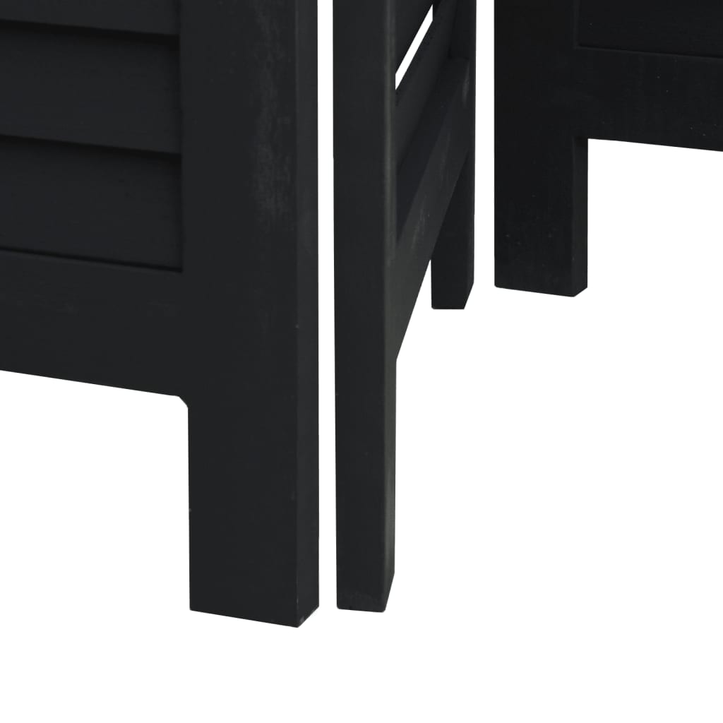 Kamerscherm met 5 panelen massief paulowniahout zwart is nu te koop bij PeponiXL, paradijselijk wonen!