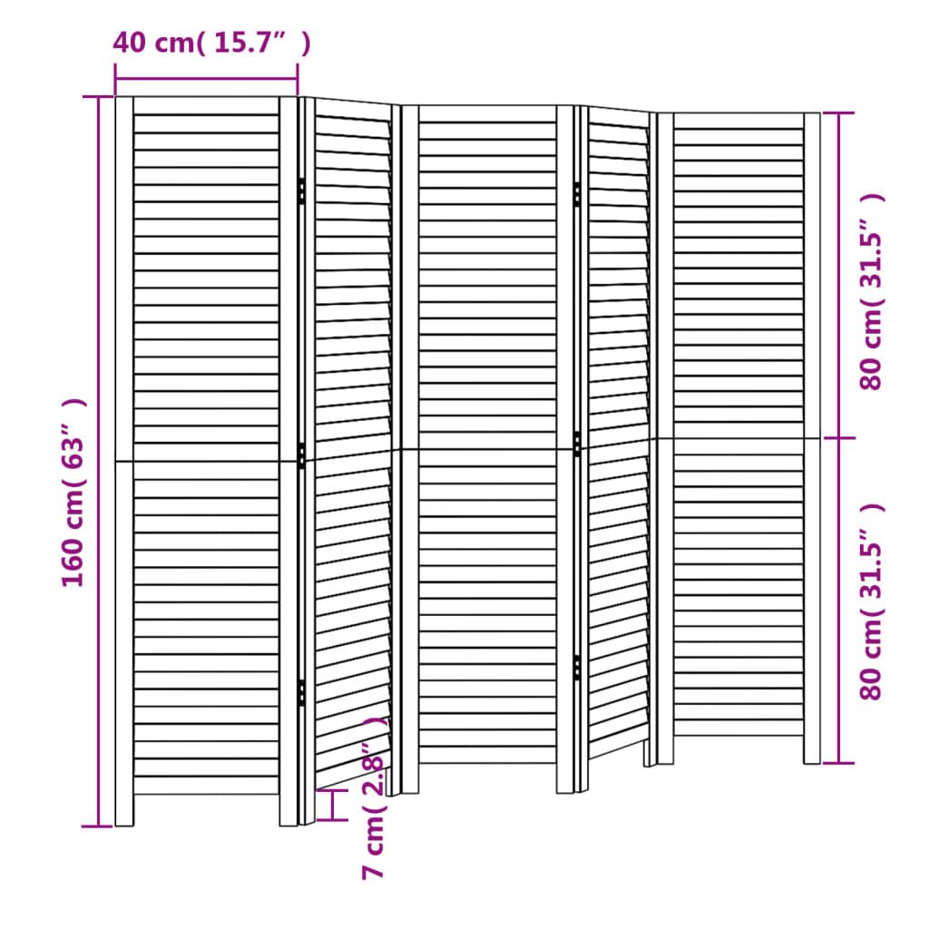 Kamerscherm met 5 panelen massief paulowniahout zwart is nu te koop bij PeponiXL, paradijselijk wonen!