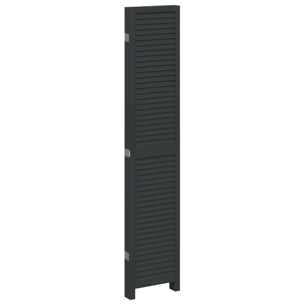 Kamerscherm met 5 panelen massief paulowniahout zwart is nu te koop bij PeponiXL, paradijselijk wonen!
