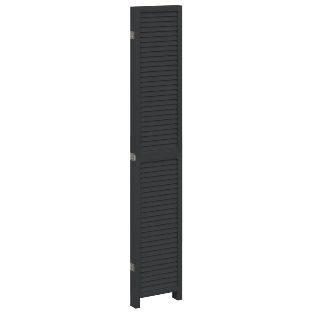 Kamerscherm met 5 panelen massief paulowniahout zwart is nu te koop bij PeponiXL, paradijselijk wonen!