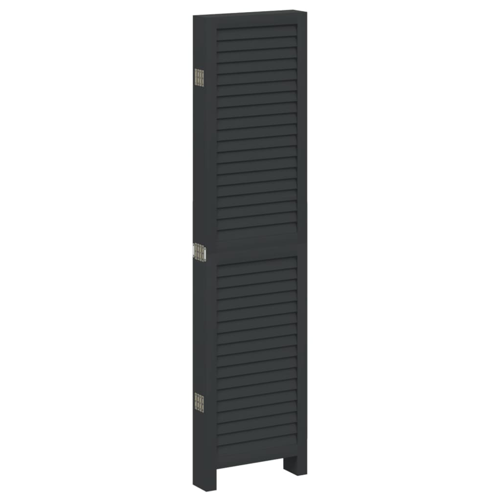 Kamerscherm met 6 panelen massief paulowniahout zwart is nu te koop bij PeponiXL, paradijselijk wonen!