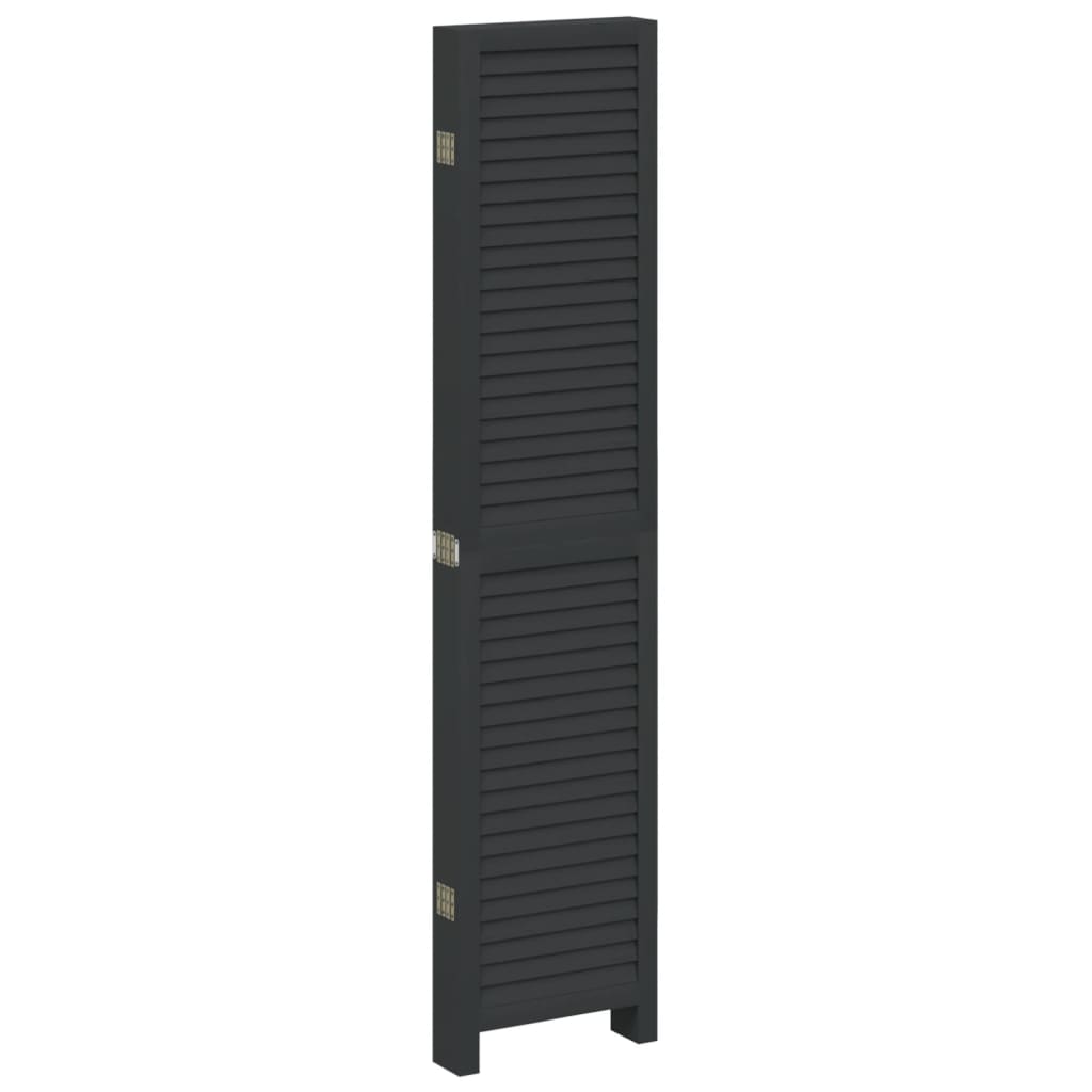 Kamerscherm met 6 panelen massief paulowniahout zwart is nu te koop bij PeponiXL, paradijselijk wonen!