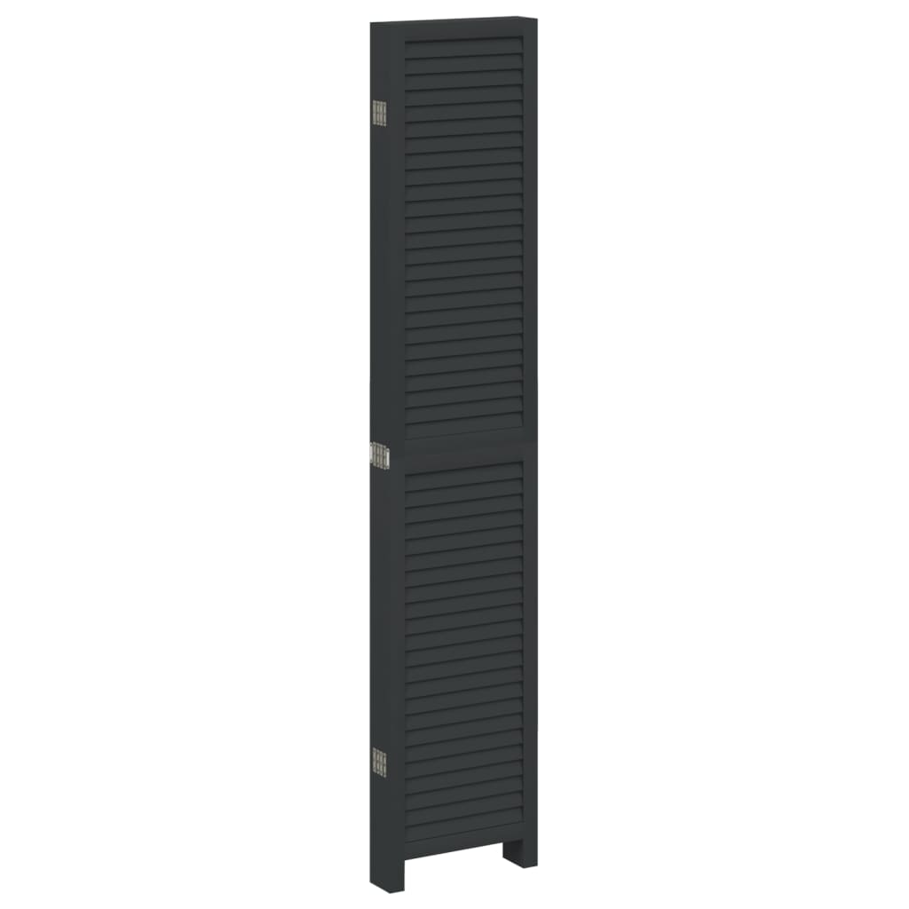 Kamerscherm met 6 panelen massief paulowniahout zwart is nu te koop bij PeponiXL, paradijselijk wonen!