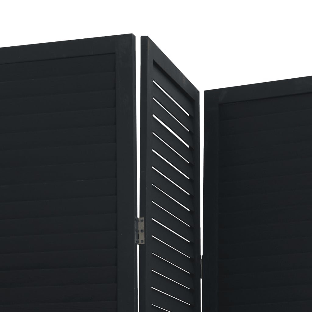 Kamerscherm met 6 panelen massief paulowniahout zwart is nu te koop bij PeponiXL, paradijselijk wonen!