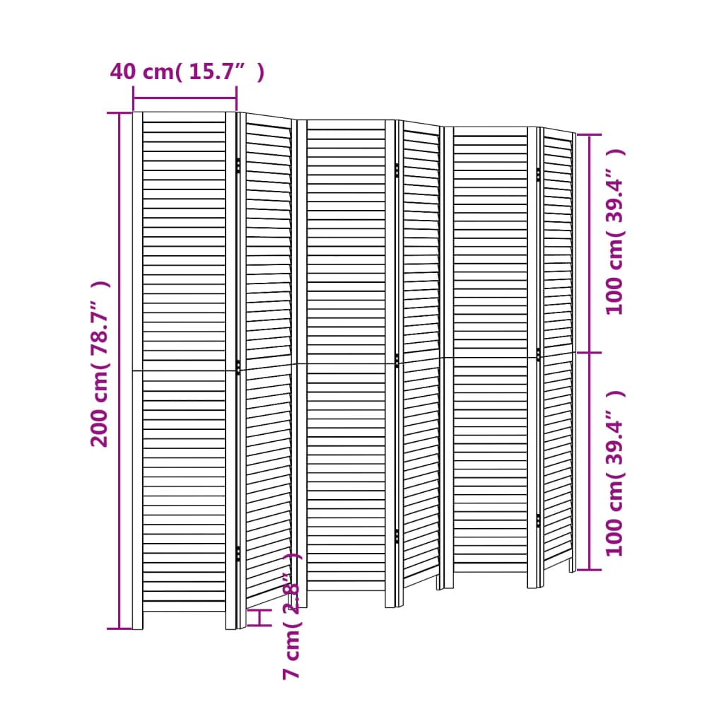 Kamerscherm met 6 panelen massief paulowniahout zwart is nu te koop bij PeponiXL, paradijselijk wonen!