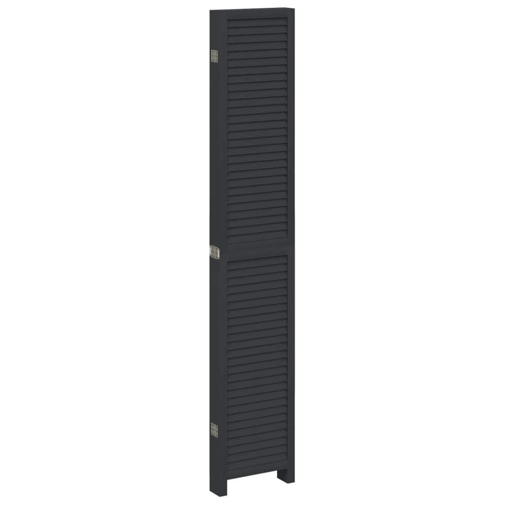 Kamerscherm met 6 panelen massief paulowniahout zwart is nu te koop bij PeponiXL, paradijselijk wonen!