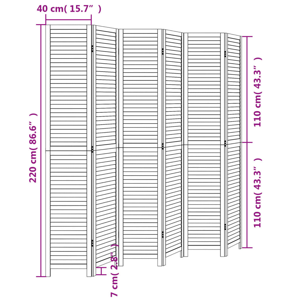 Kamerscherm met 6 panelen massief paulowniahout zwart is nu te koop bij PeponiXL, paradijselijk wonen!