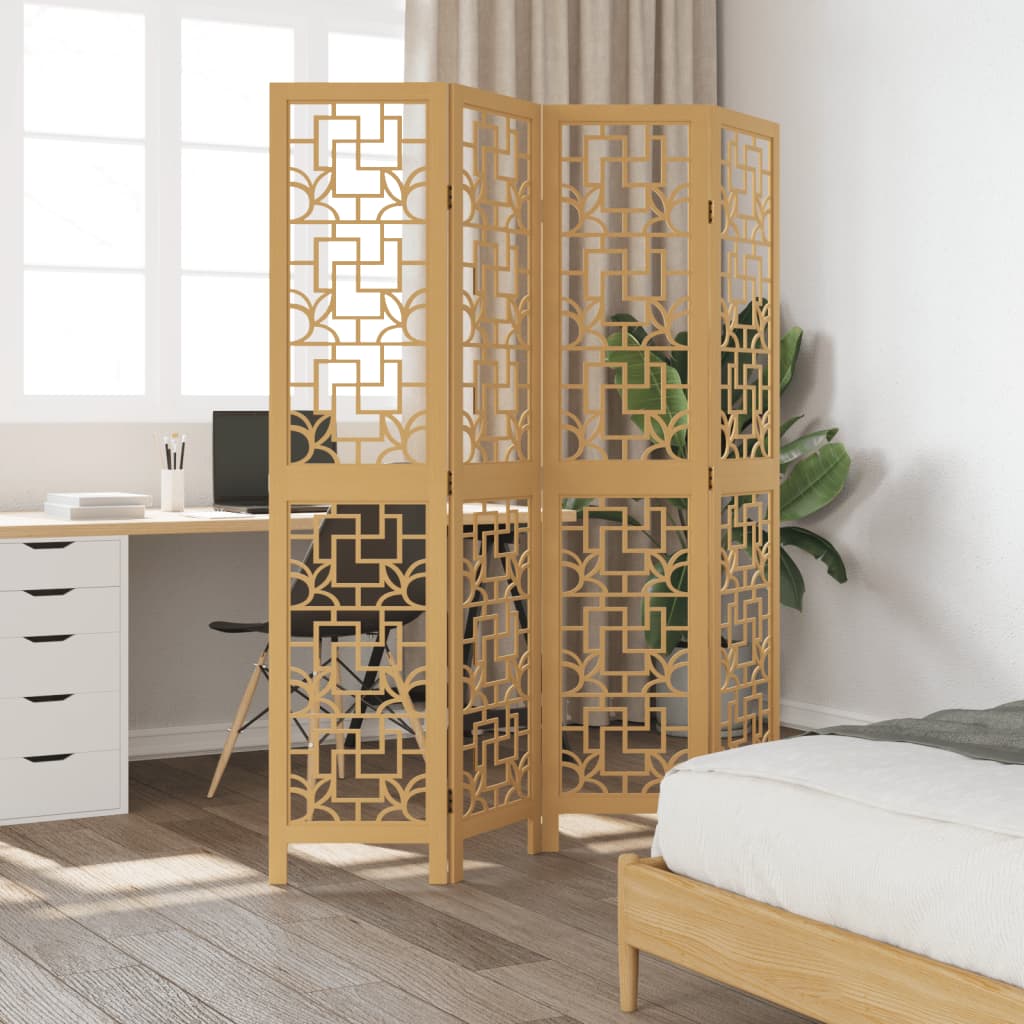 Kamerscherm met 4 panelen massief paulowniahout bruin is nu te koop bij PeponiXL, paradijselijk wonen!