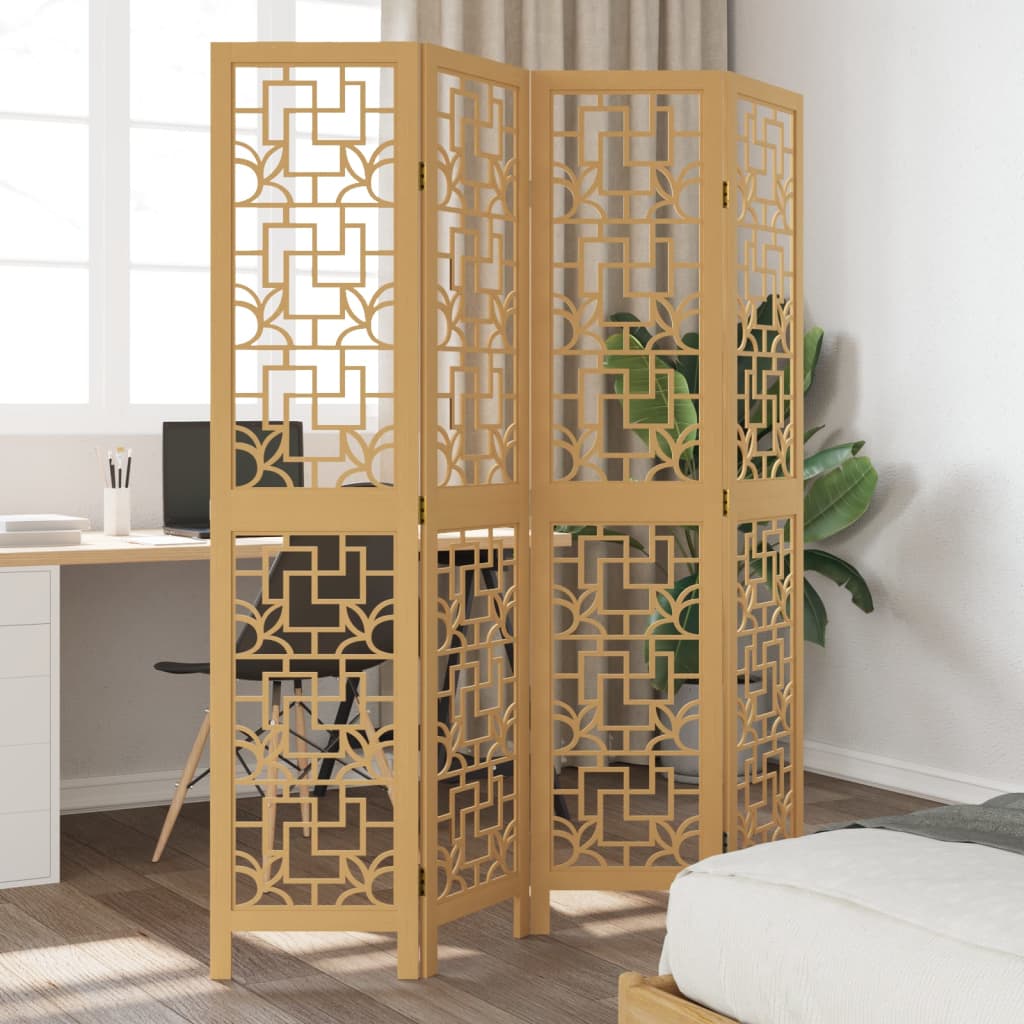 Kamerscherm met 4 panelen massief paulowniahout bruin is nu te koop bij PeponiXL, paradijselijk wonen!