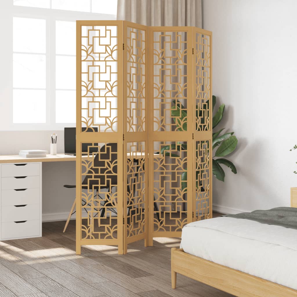 Kamerscherm met 4 panelen massief paulowniahout bruin is nu te koop bij PeponiXL, paradijselijk wonen!