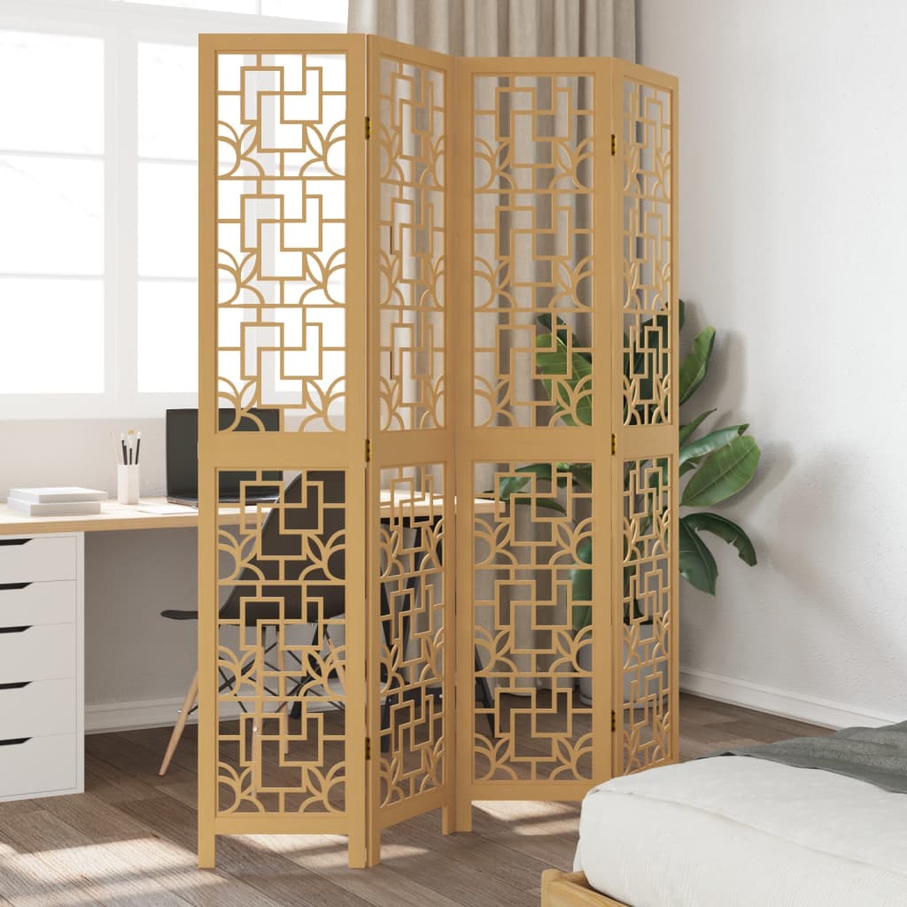 Kamerscherm met 4 panelen massief paulowniahout bruin is nu te koop bij PeponiXL, paradijselijk wonen!