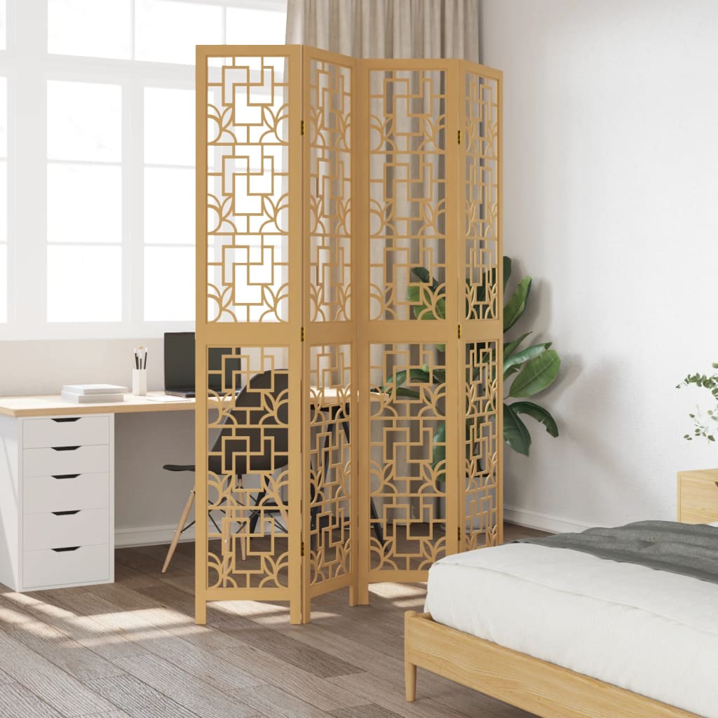 Kamerscherm met 4 panelen massief paulowniahout bruin is nu te koop bij PeponiXL, paradijselijk wonen!