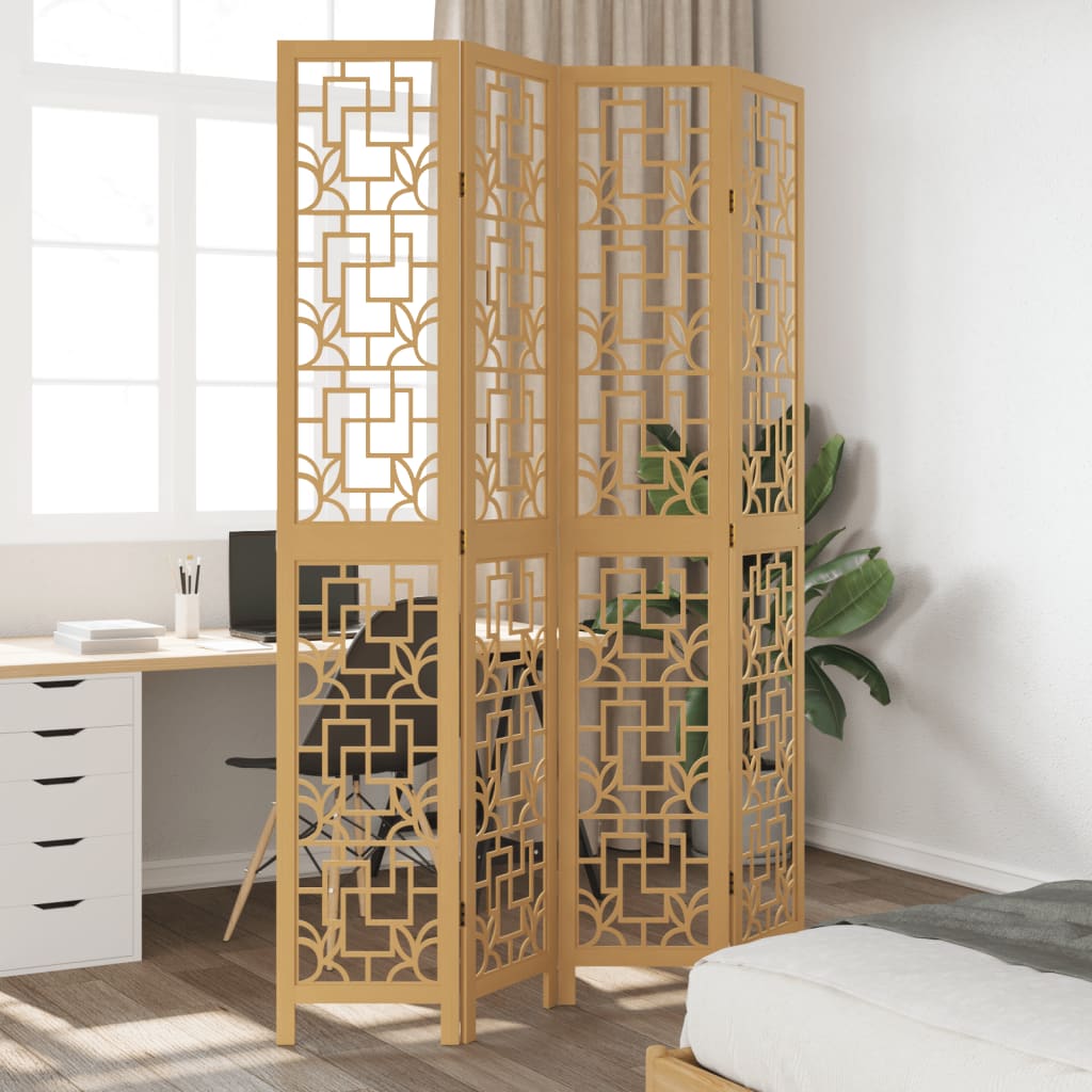Kamerscherm met 4 panelen massief paulowniahout bruin is nu te koop bij PeponiXL, paradijselijk wonen!
