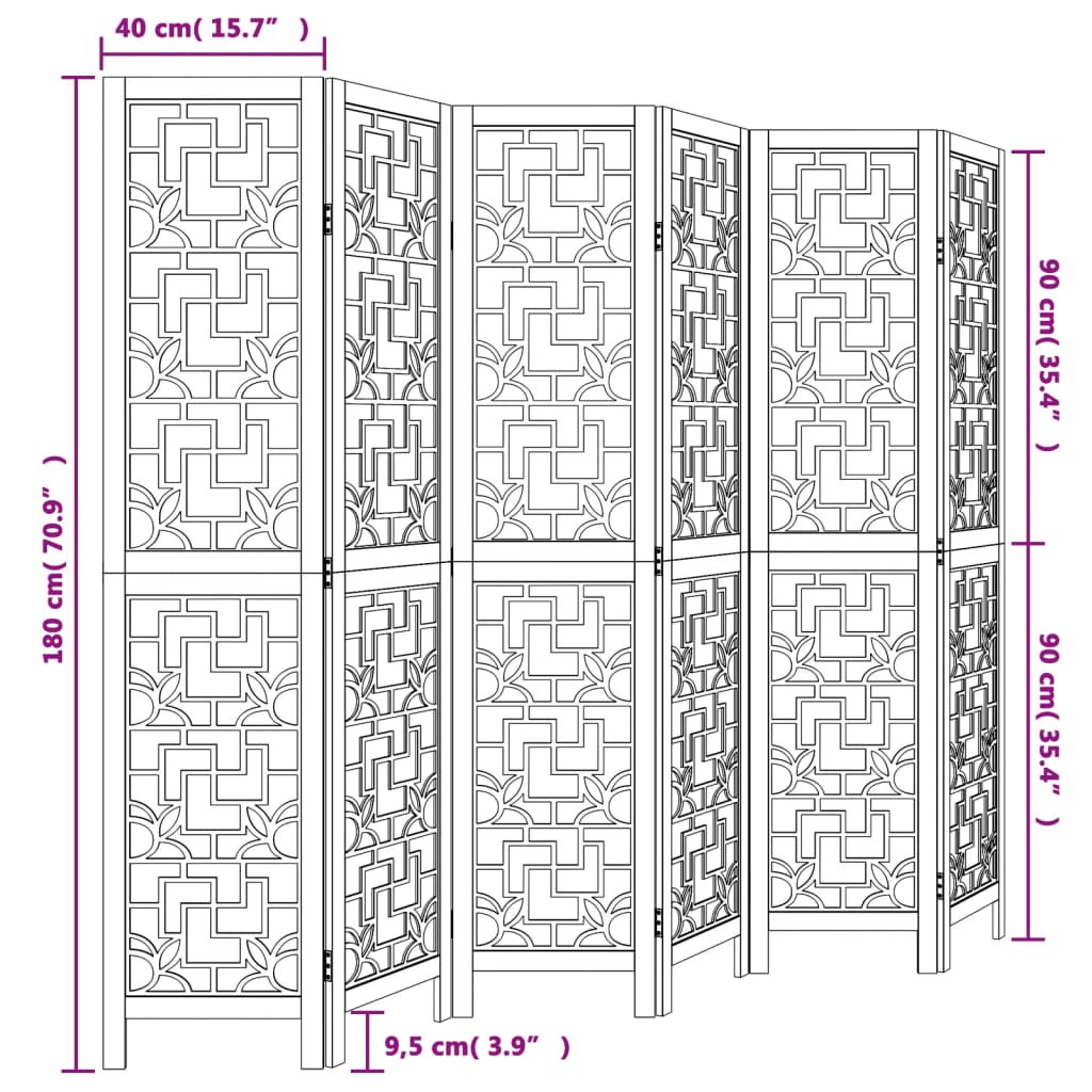Kamerscherm met 6 panelen massief paulowniahout bruin is nu te koop bij PeponiXL, paradijselijk wonen!