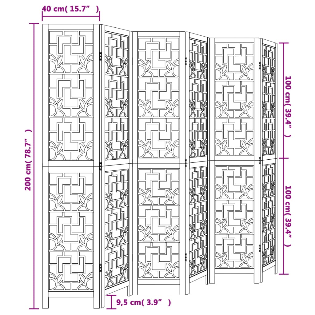 Kamerscherm met 6 panelen massief paulowniahout bruin is nu te koop bij PeponiXL, paradijselijk wonen!
