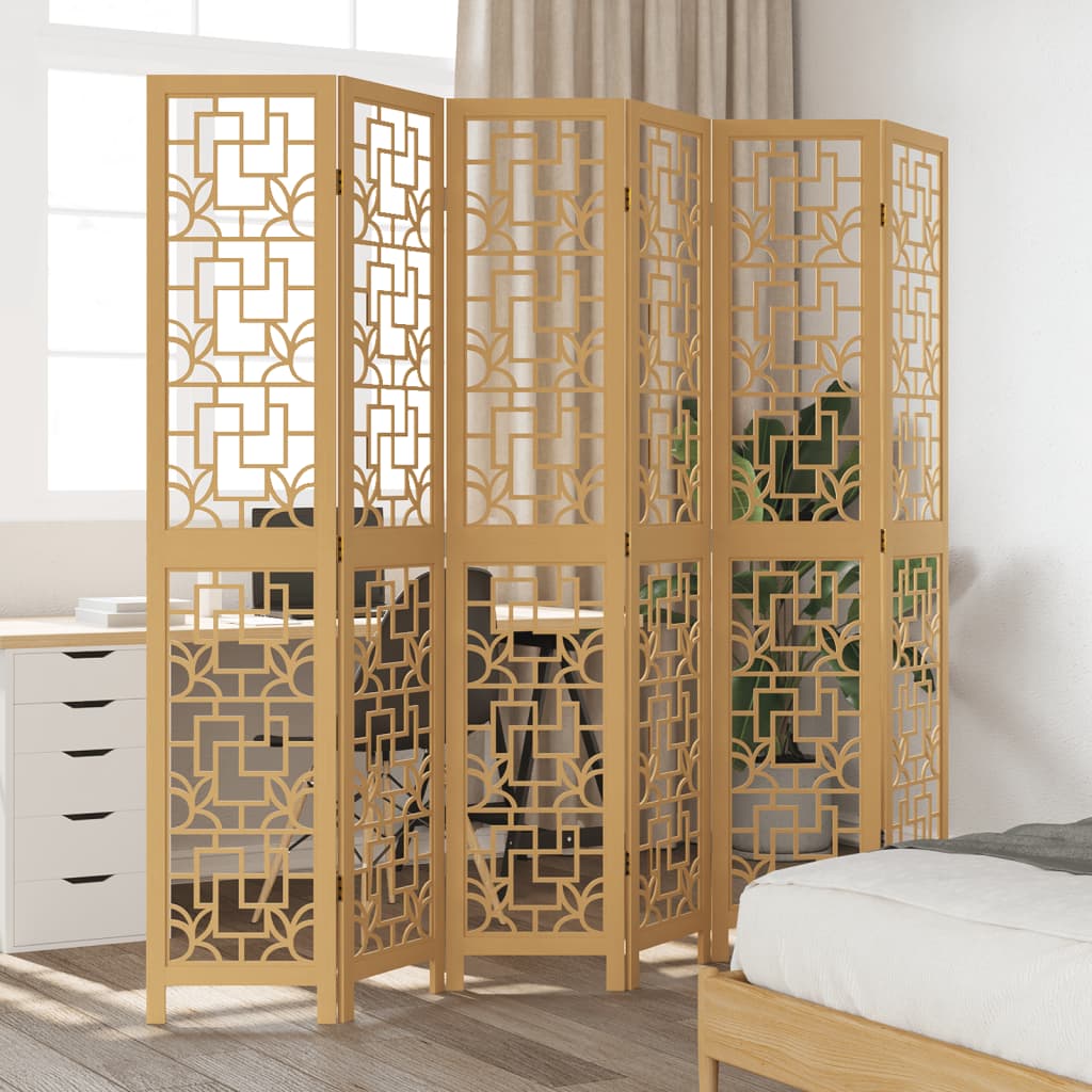 Kamerscherm met 6 panelen massief paulowniahout bruin is nu te koop bij PeponiXL, paradijselijk wonen!