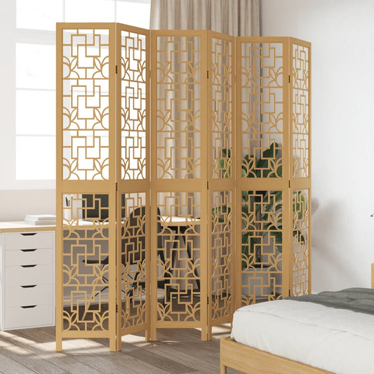 Kamerscherm met 6 panelen massief paulowniahout bruin is nu te koop bij PeponiXL, paradijselijk wonen!
