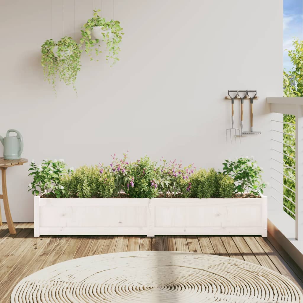 Plantenbak 180x31x31 cm massief grenenhout wit is nu te koop bij PeponiXL, paradijselijk wonen!