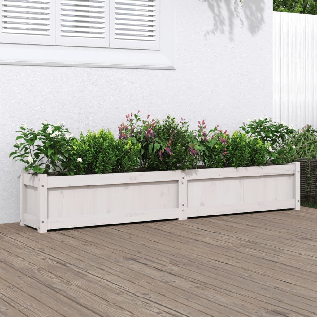 Plantenbak 180x31x31 cm massief grenenhout wit is nu te koop bij PeponiXL, paradijselijk wonen!