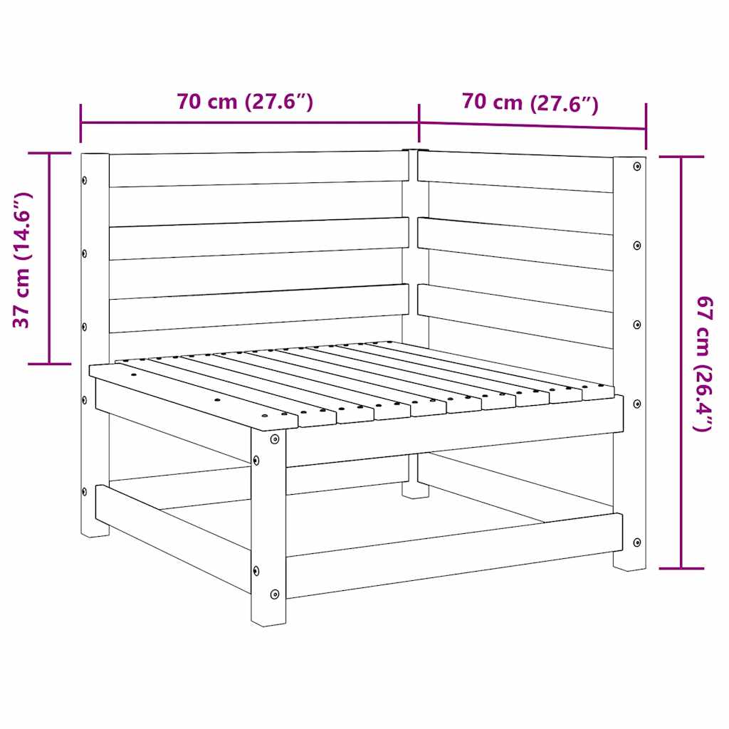 Tuinhoekbank 70x70x67 cm massief grenenhout is nu te koop bij PeponiXL, paradijselijk wonen!