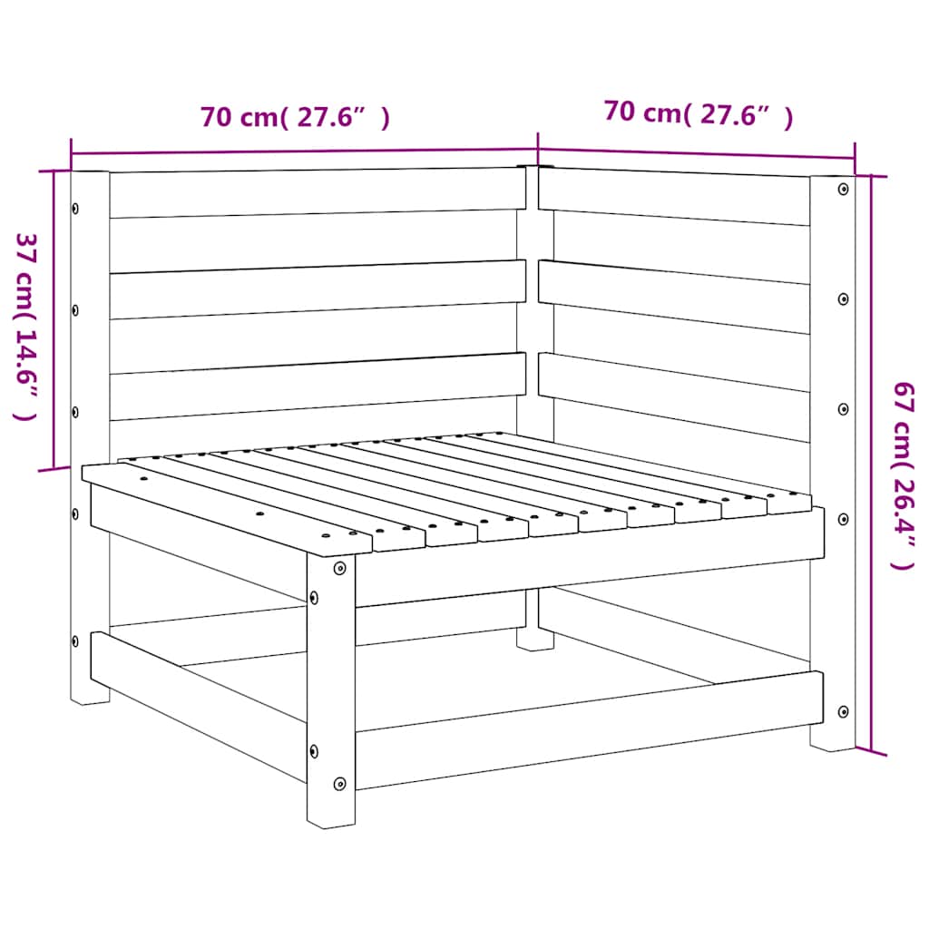 Tuinhoekbank 2 st 70x70x67 cm massief grenenhout is nu te koop bij PeponiXL, paradijselijk wonen!