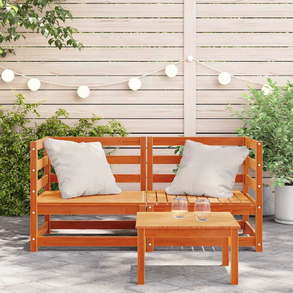 Tuinhoekbank 2 st 70x70x67 cm massief grenenhout wasbruin is nu te koop bij PeponiXL, paradijselijk wonen!