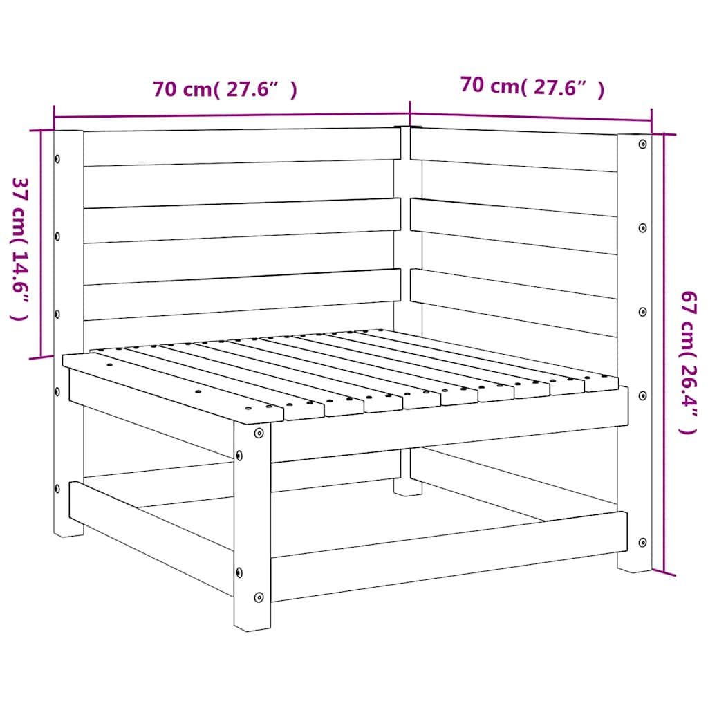 Tuinhoekbank 2 st 70x70x67 cm massief grenenhout wasbruin is nu te koop bij PeponiXL, paradijselijk wonen!