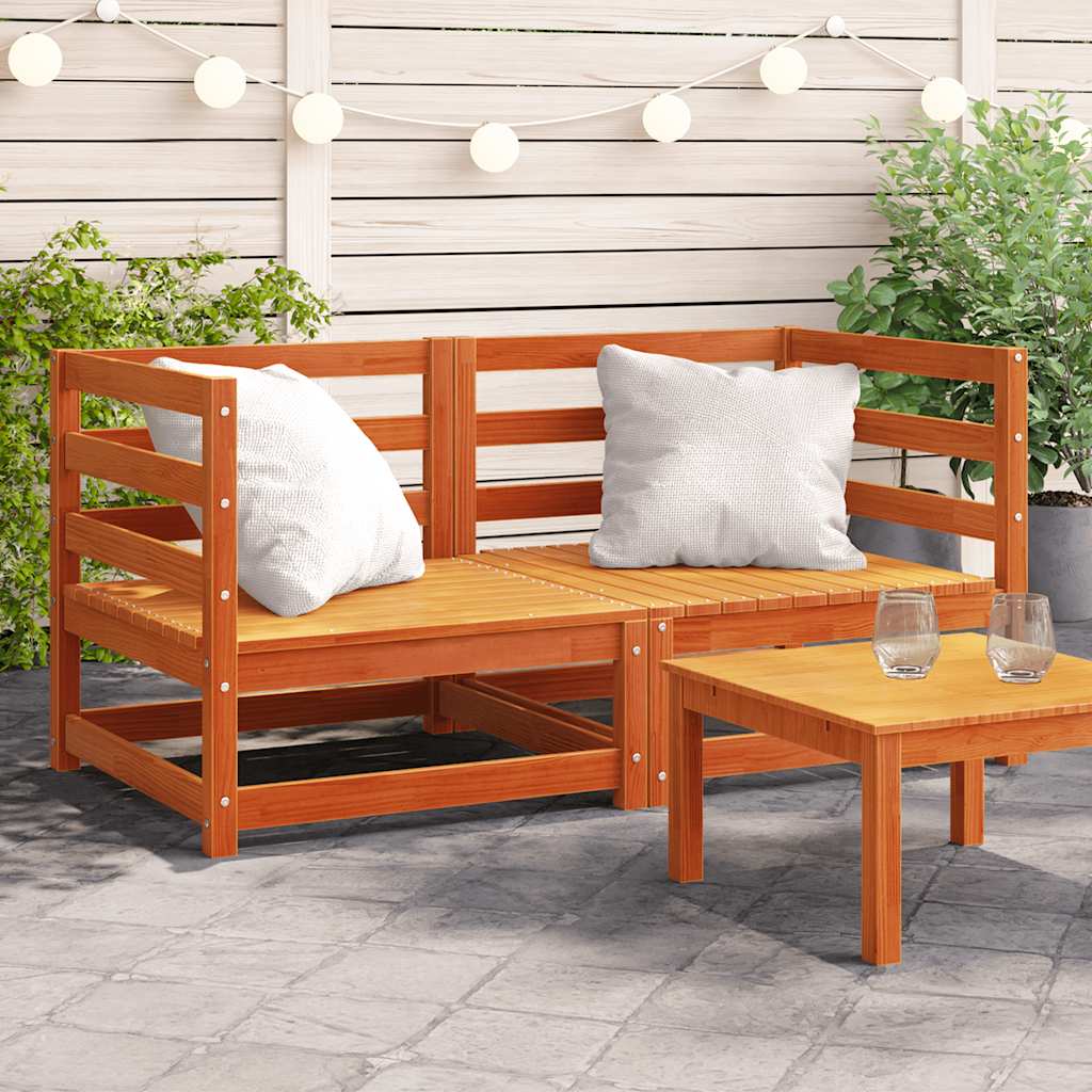 Tuinhoekbank 2 st 70x70x67 cm massief grenenhout wasbruin is nu te koop bij PeponiXL, paradijselijk wonen!